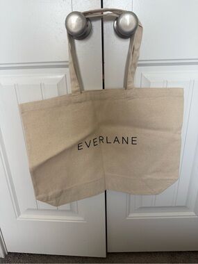 Everlane Beige Canvas Tote with Black Logo